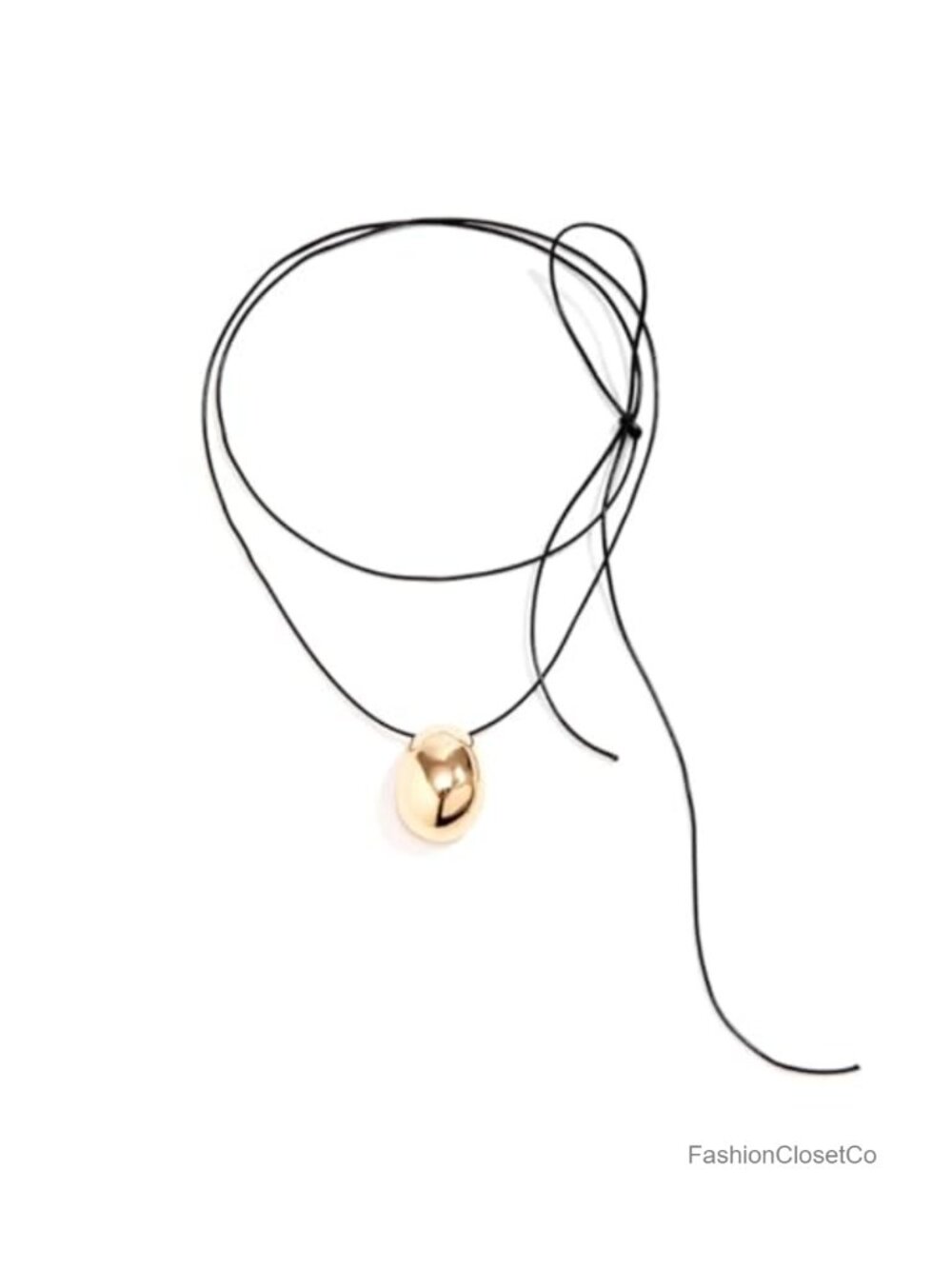 Minimalist Oval Pendant Necklace Boho Braided Rope 18K Gold Plated Stainless